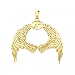 Pendentif en or massif Guardian Angel Wings avec signe du zodiaque Sagittaire