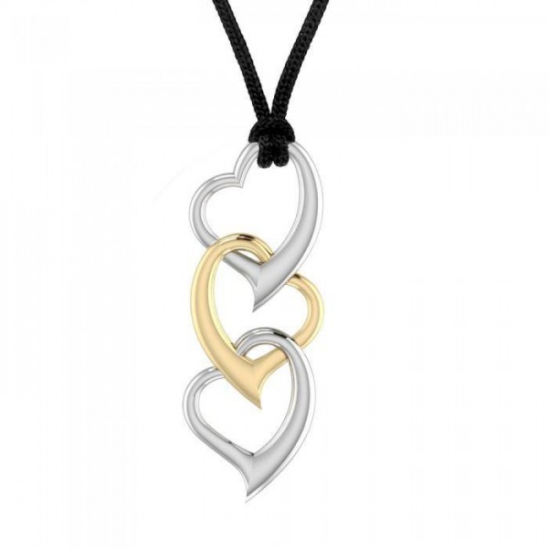 Triple Heart Silver and Gold Necklace