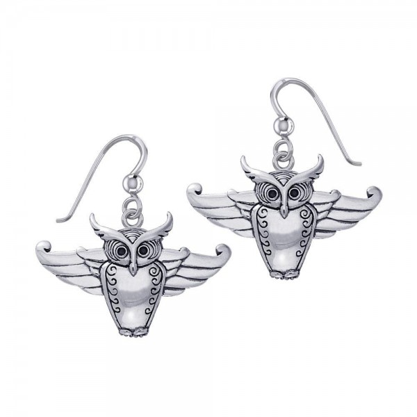 Cari Buziak Owl Silver Earrings