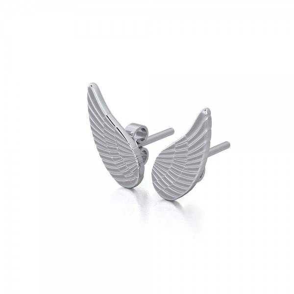 Angel Wing Silver Post Earrings