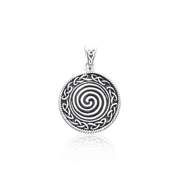 Small  Celtic Knot Silver Spiral Pendant