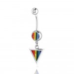 Rainbow Triangle Silver Belly Button Ring
