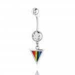 Rainbow Triangle Silver Belly Button Ring