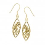 Horse Over Hearts Solid Gold Earrings