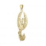 Mythical Celtic Phoenix Solid Gold Pendant