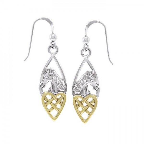 Horse Over Hearts Silver Earrings