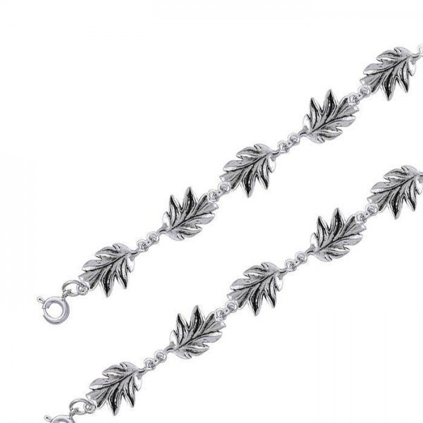 Bracelet à maillons d’argent feuilles de chêne