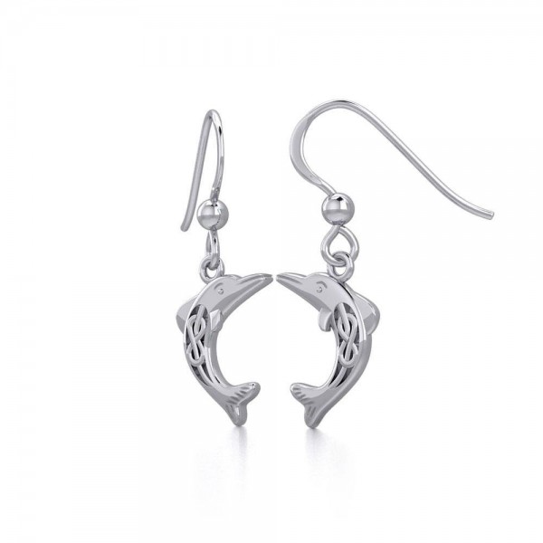 Celtic Joyful Dolphins Silver Earrings