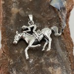 Horse racing Silver Pendant