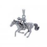 Horse racing Silver Pendant