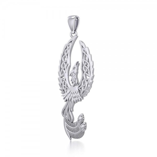 Mythical Celtic Phoenix Silver Pendant