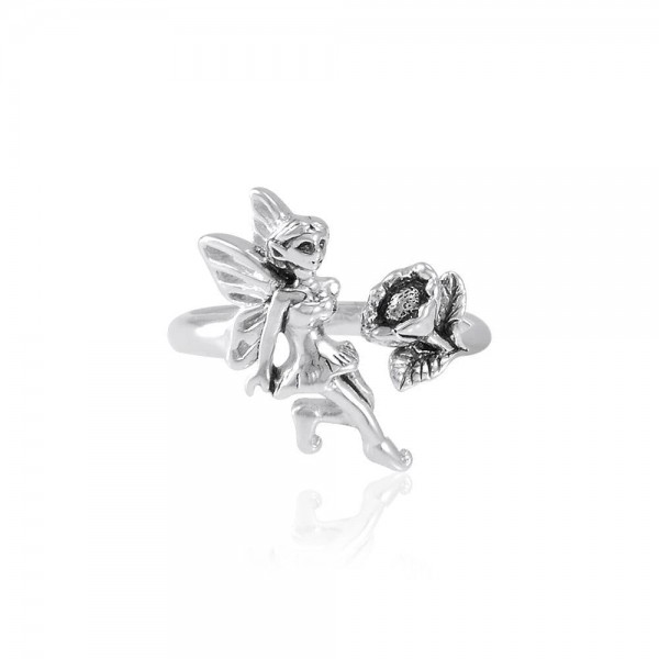 Fairy and Flower Silver Ring