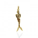 Mermaid Sterling Solid Gold Pendant with Gemstone Tail