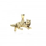 Celtic Running Wolf Solid Gold Pendant