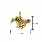 Horse racing Solid Gold Pendant