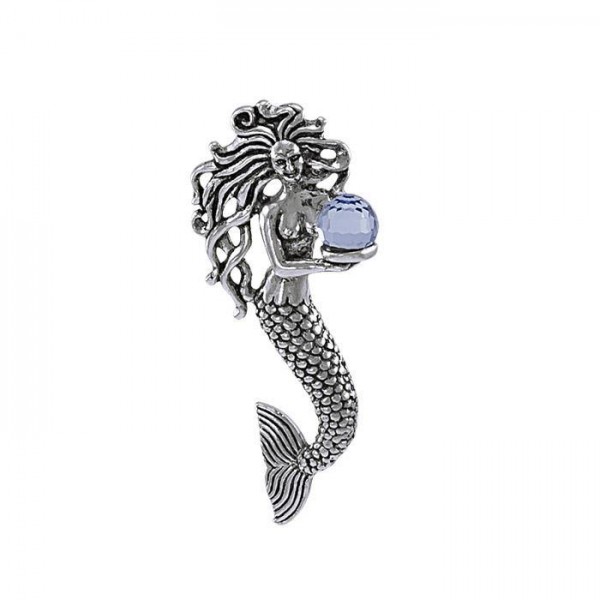 Charmed by the Mythical Mermaid ~ Sterling Silver Treasure Pendant with Swarovski Crystal