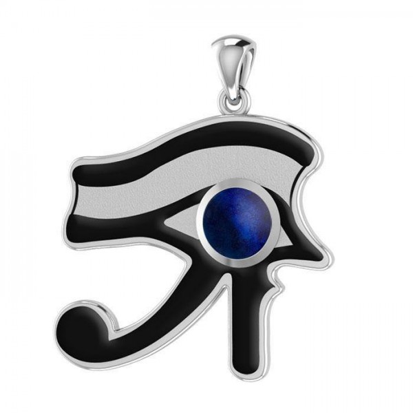 Udjat (Eye of Horus) Silver Pendant with Stone and Enamel by Oberon Zell