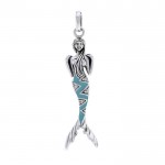 Mermaid Sterling Silver Pendant with Gemstone Tail