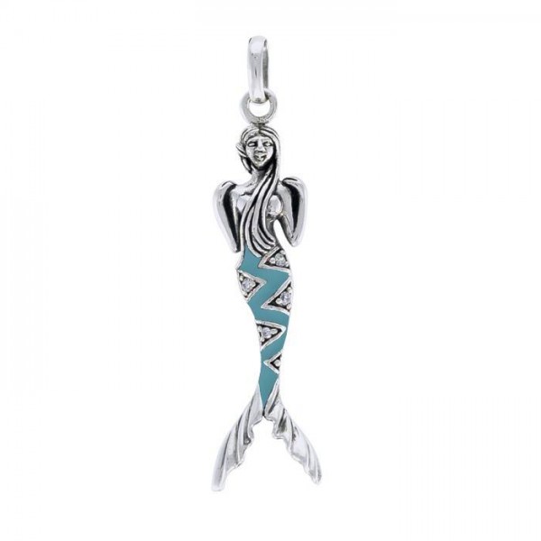 Mermaid Sterling Silver Pendant with Gemstone Tail