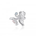 Flying Fairy with Flower Silver Ring with Gemstone