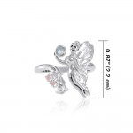 Flying Fairy with Flower Silver Ring with Gemstone