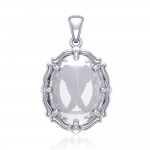 Angel Wings Sterling Silver Pendant with Natural Clear Quartz