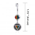 Rainbow Encircled Triangle Silver Belly Button Ring