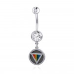 Rainbow Encircled Triangle Silver Belly Button Ring