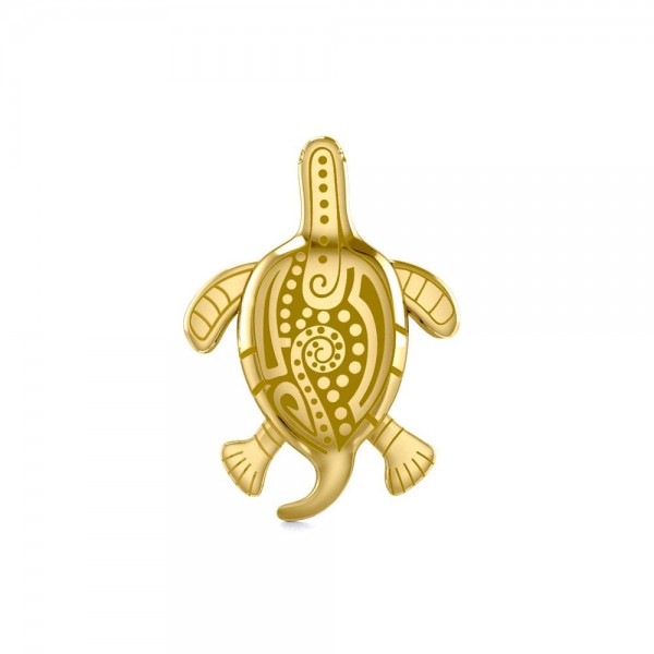 Aboriginal Turtle Solid Gold Pendant