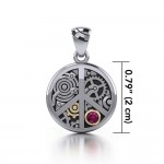 Peace Symbol Steampunk Sterling Silver and Gold Accent Pendant