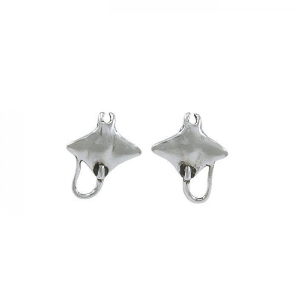 Manta Ray Silver Post Earrings