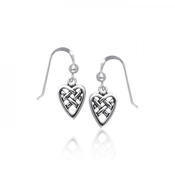 Celtic Knotwork Heart Silver Earrings