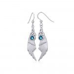 Celtic Trinity Knot Angel Wing Silver Earrings with Round Gemstone