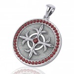 A marvelous manifestation of strength Silver Viking Shield Pendant with Gemstone