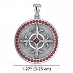 A marvelous manifestation of strength Silver Viking Shield Pendant with Gemstone