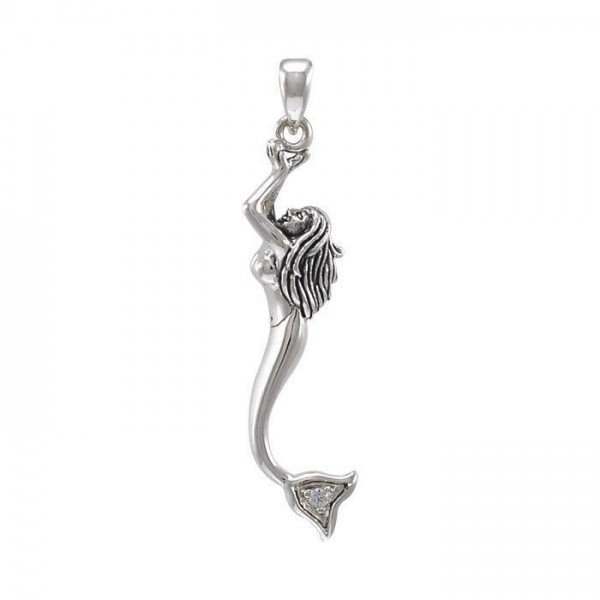 Dancing Mermaid Silver Pendant