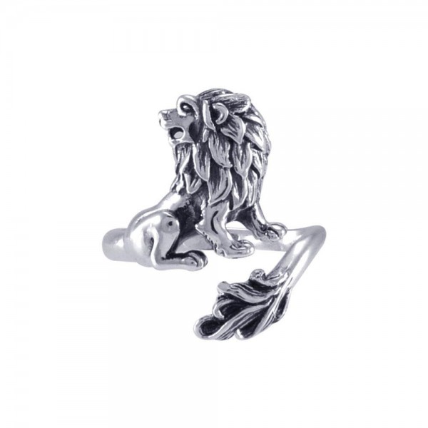 The Lion Silver Adjustable Wrap Ring