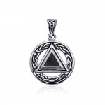 Pave the road to full healing ~ Celtic AA Symbol Sterling Silver Pendant Jewelry with Gemstone
