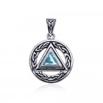 Pave the road to full healing ~ Celtic AA Symbol Sterling Silver Pendant Jewelry with Gemstone