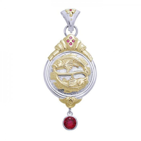 Amy Zerner Yin Yang Fish Silver and Gold Pendant