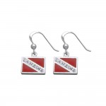Lahaina Island Dive Flag and Dive Equipment Silver Hook Earrings
