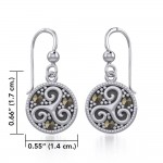 Celtic Spiral Triskele Silver Earrings with marcasite