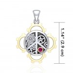 Peace Steampunk Sterling Silver and Gold Pendant