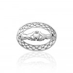 The perfect crown of love, friendship, and loyalty ~ Celtic Knotwork Irish Claddagh Sterling Silver Brooch