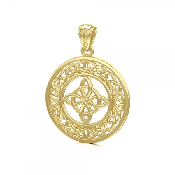 Celtic Four Point Knot Solid Gold Pendant