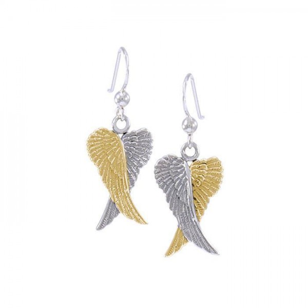 Angel Wings Silver and Gold Earrings