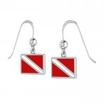 Dive Flag Silver Earrings