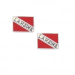 Lahaina Island Dive Flag and Dive Equipment Silver Post Earrings