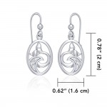 Sterling Silver Oval Whale Tail Earrings with Celtic Wave
