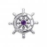 Wherever the Celtic ship wheel goes ~ Sterling Silver Small Pendant with Gemstone